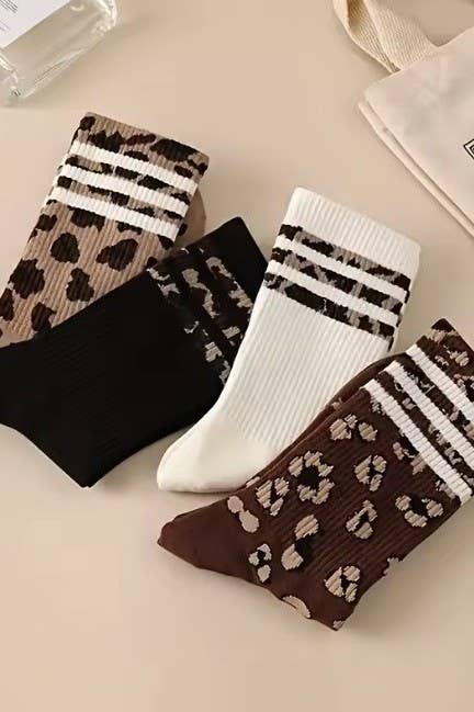 WOMAN ANIMAL LEOPARD HALF CREW THROWBACK SOCKS