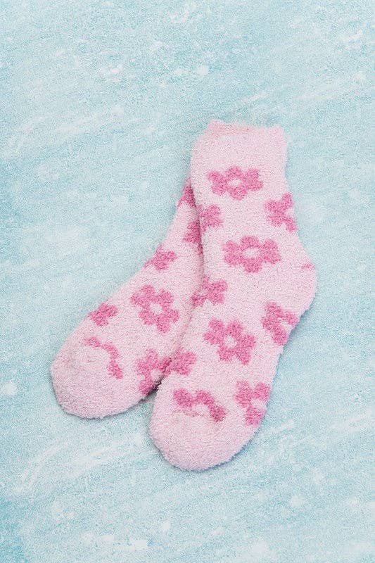 WARM CORAL FLEECE PLUSH DAISY FUZZY SOCKS