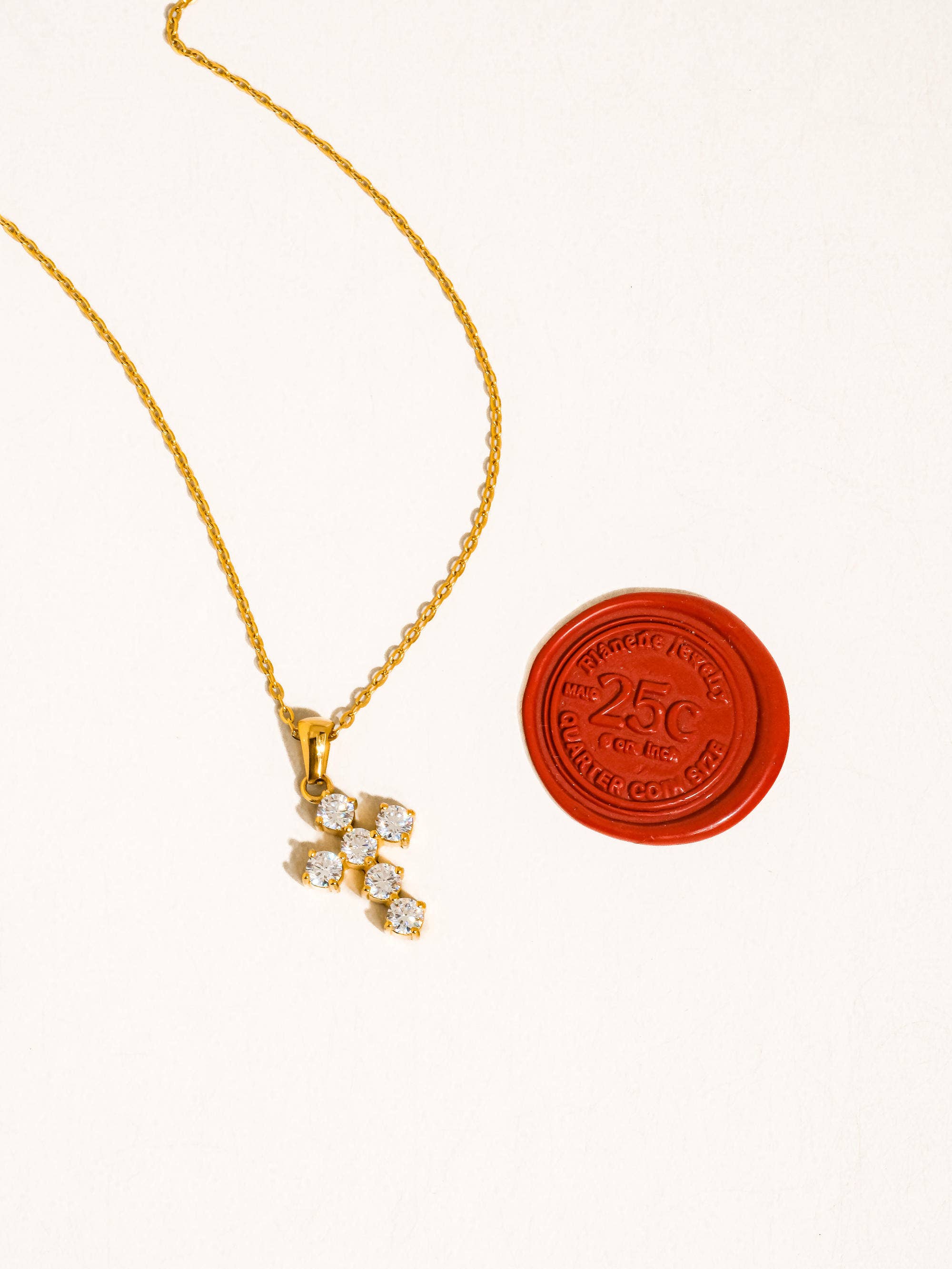 Raimon  Cross Necklace: Yellow Gold