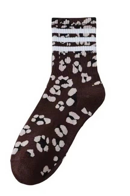 WOMAN ANIMAL LEOPARD HALF CREW THROWBACK SOCKS