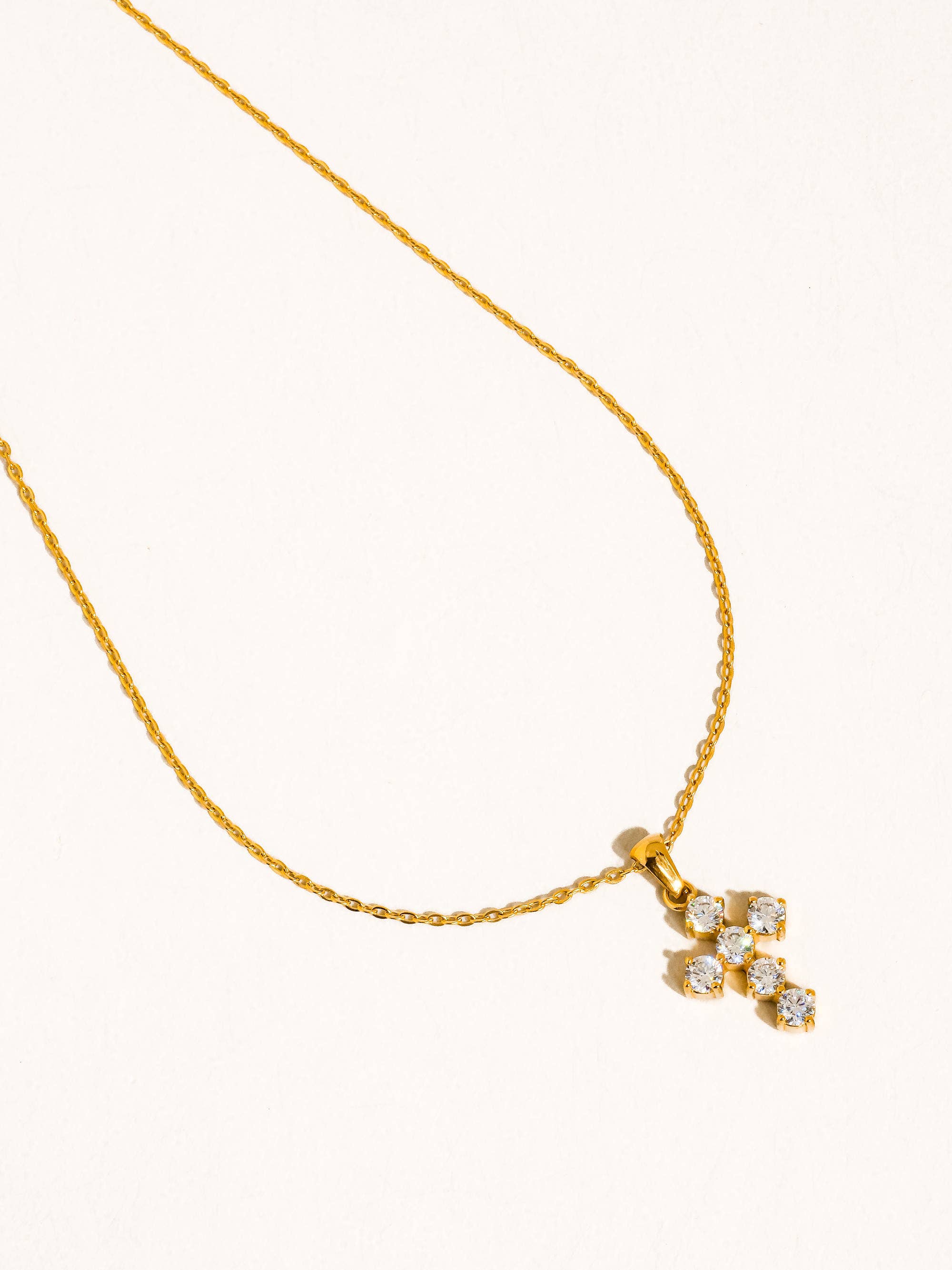 Raimon  Cross Necklace: Yellow Gold