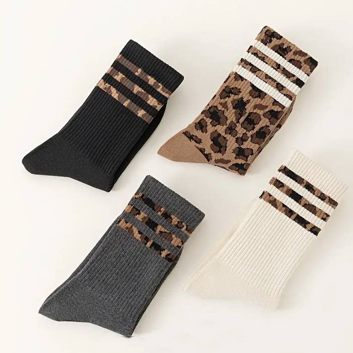 WOMAN ANIMAL LEOPARD HALF CREW THROWBACK SOCKS