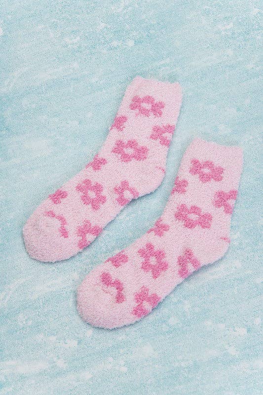 WARM CORAL FLEECE PLUSH DAISY FUZZY SOCKS