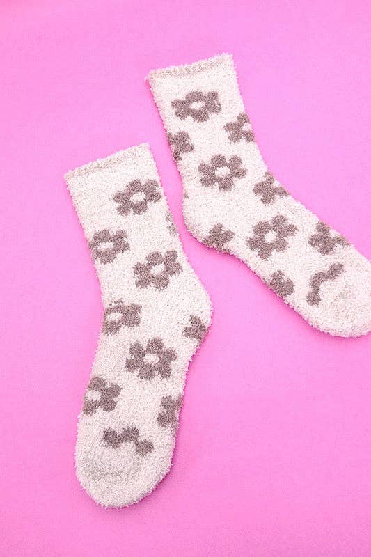 WARM CORAL FLEECE PLUSH DAISY FUZZY SOCKS